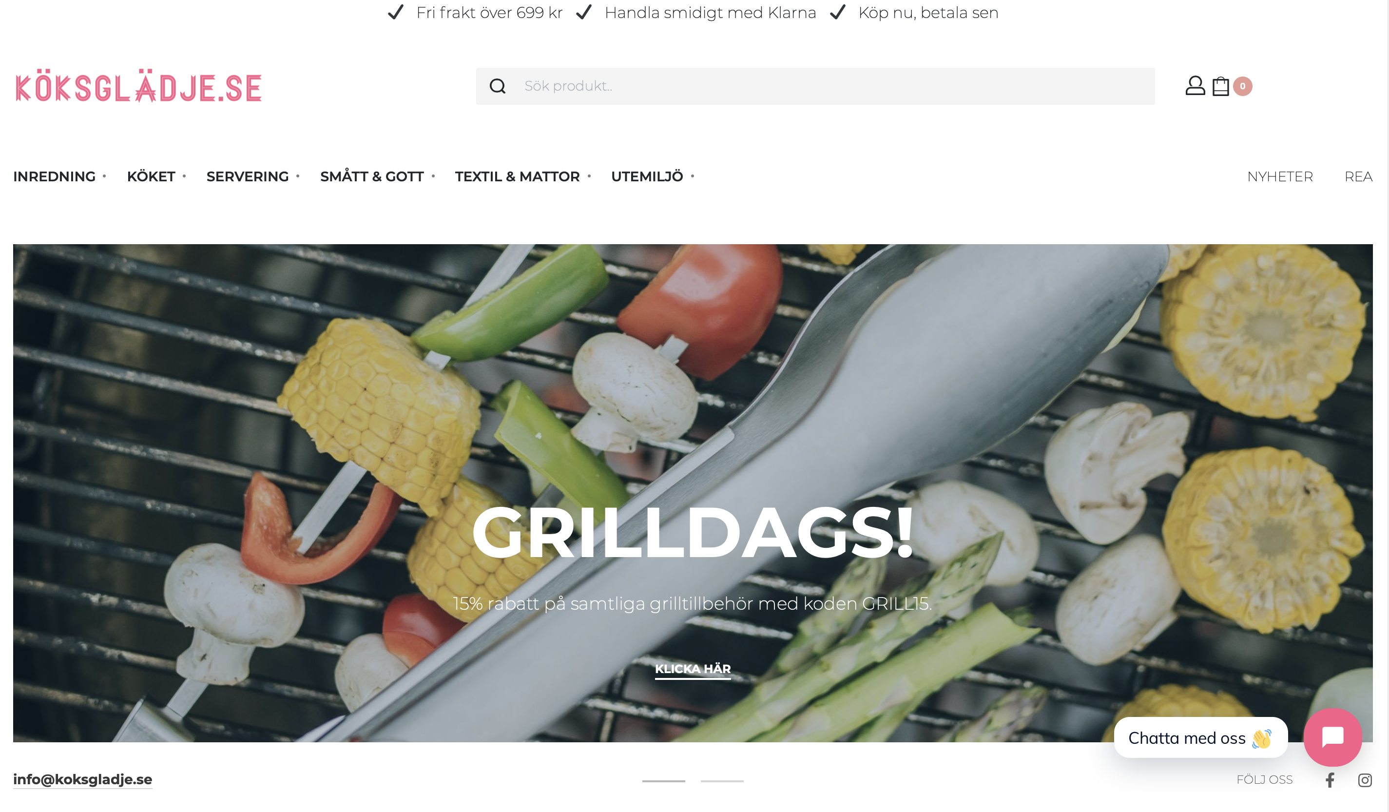 e-handel blå webbyrå byggt för köksglädje.se